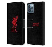 Head Case Designs Officially Licensed Liverpool Football Club Red Logo On Black Liver Bird Leather Book Wallet Case Cover Compatible With Apple iPhone 12 / iPhone 12 Pro