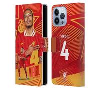 Head Case Designs Officially Licensed Liverpool Football Club Virgil van Dijk 2024/25 First Team Leather Wallet Case Compatible With Apple iPhone 13 Pro Max