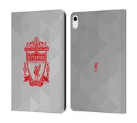 Head Case Designs Officially Licensed Liverpool Football Club White Geometric 2 Crest 1 Leather Wallet Case Compatible With Apple iPad 10.9 2022/2025