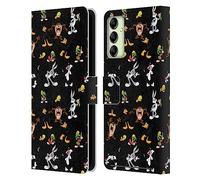 Head Case Designs Officially Licensed Looney Tunes Black Patterns Leather Wallet Case Compatible With Samsung Galaxy A14 5G
