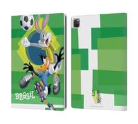 Head Case Designs Officially Licensed Looney Tunes Brazil Bugs Bunny & Daffy Flag Graphics Leather Wallet Case Compatible With Apple iPad Pro 12.9 2020/2021/2022