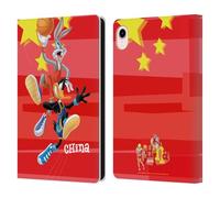 Head Case Designs Officially Licensed Looney Tunes China Bugs Bunny & Daffy Flag Graphics 1 Leather Wallet Case Compatible With Apple iPad mini (2021/2024)