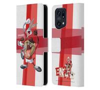 Head Case Designs Officially Licensed Looney Tunes England Taz & Bugs Bunny Flag Graphics Leather Wallet Case Compatible With Oppo Find X5 Pro