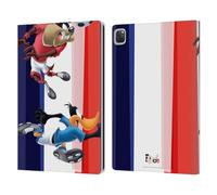 Head Case Designs Officially Licensed Looney Tunes France Taz & Daffy Flag Graphics Leather Wallet Case Compatible With Apple iPad Pro 12.9 2020/2021/2022