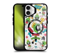 Head Case Designs Officially Licensed Looney Tunes Marvin The Martian Character Art Black Shockproof Bumper Case [Military Grade] Compatible with Apple iPhone 16 Plus and Compatible with MagSafe