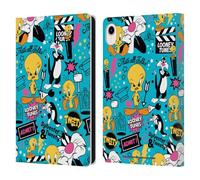 Head Case Designs Officially Licensed Looney Tunes Tweety And Sylvester Graphics and Characters Leather Wallet Case Compatible With Apple iPad mini (2021/2024)