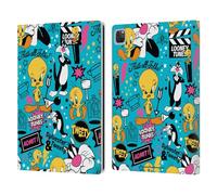 Head Case Designs Officially Licensed Looney Tunes Tweety And Sylvester Graphics and Characters Leather Wallet Case Compatible With Apple iPad Pro 12.9 2020/2021/2022