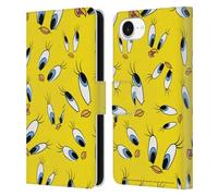 Head Case Designs Officially Licensed Looney Tunes Tweety Patterns Leather Wallet Case Compatible With Apple iPhone 16e