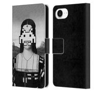 Head Case Designs Officially Licensed LouiJoverArt Renaissance Invaders Black And White Leather Wallet Case Compatible With Apple iPhone 16e