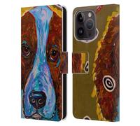 Head Case Designs Officially Licensed Mad Dog Art Gallery Brown English Setter Dogs Leather Wallet Case Compatible With Apple iPhone 15 Pro