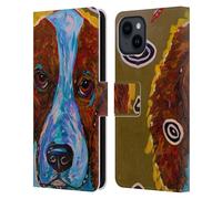 Head Case Designs Officially Licensed Mad Dog Art Gallery Brown English Setter Dogs Leather Wallet Case Compatible With Apple iPhone 15