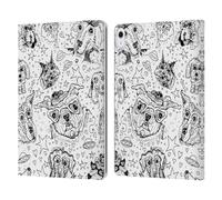 Head Case Designs Officially Licensed Mad Dog Art Gallery Dog Pattern B&W Doodle Leather Wallet Case Compatible With Apple iPad Air 13 2024/2025