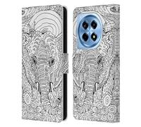Head Case Designs Officially Licensed Mad Dog Art Gallery Elephant Ride B&W Doodle Leather Book Wallet Case Cover Compatible With OnePlus 12R