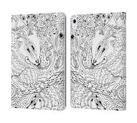 Head Case Designs Officially Licensed Mad Dog Art Gallery Fox World B&W Doodle Leather Wallet Case Compatible With Apple iPad Air 13 2024/2025