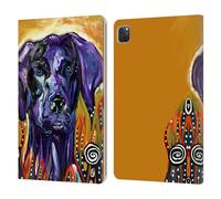Head Case Designs Officially Licensed Mad Dog Art Gallery Old Purple Dogs Leather Wallet Case Compatible With Apple iPad Pro 11 2020/2021 / 2022