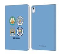 Head Case Designs Officially Licensed Manchester City Man City FC 125 Years Historic Crest Evolution Leather Wallet Case Compatible With Apple iPad 10.9 2022/2025
