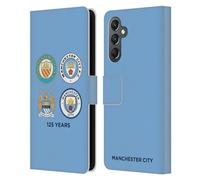 Head Case Designs Officially Licensed Manchester City Man City FC 125 Years Historic Crest Evolution Leather Wallet Case Compatible With Samsung Galaxy A25 5G