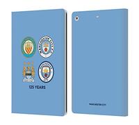 Head Case Designs Officially Licensed Manchester City Man City FC 125 Years Historic Crest Evolution Leather Wallet Case Compatible With Apple iPad 10.2 2019/2020/2021