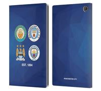 Head Case Designs Officially Licensed Manchester City Man City FC 1894 Navy Blue Geometric Historic Crest Evolution Leather Wallet Case Compatible With Amazon Fire Max 11 2023