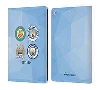 Head Case Designs Officially Licensed Manchester City Man City FC 1894 Sky Blue Geometric Historic Crest Evolution Leather Wallet Case Compatible With Apple iPad 10.2 2019/2020/2021