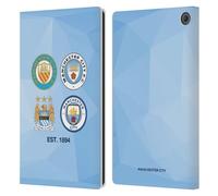 Head Case Designs Officially Licensed Manchester City Man City FC 1894 Sky Blue Geometric Historic Crest Evolution Leather Wallet Case Compatible With Amazon Fire Max 11 2023
