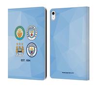 Head Case Designs Officially Licensed Manchester City Man City FC 1894 Sky Blue Geometric Historic Crest Evolution Leather Wallet Case Compatible With Apple iPad 10.9 2022/2025