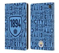 Head Case Designs Officially Licensed Manchester City Man City FC 1894 Sky Blue Patterns Leather Wallet Case Compatible With Amazon Fire 7 2022