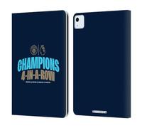 Head Case Designs Officially Licensed Manchester City Man City FC 4 In A Row Dark 2024 Premier League Champions Leather Wallet Case Compatible With Apple iPad Air 11 2020/2022/2024/2025