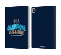 Head Case Designs Officially Licensed Manchester City Man City FC 4 In A Row Dark 2024 Premier League Champions Leather Wallet Case Compatible With Apple iPad Pro 12.9 2020/2021/2022