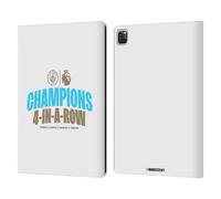 Head Case Designs Officially Licensed Manchester City Man City FC 4 In A Row Light 2024 Premier League Champions Leather Wallet Case Compatible With Apple iPad Pro 12.9 2020/2021/2022