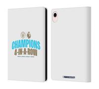 Head Case Designs Officially Licensed Manchester City Man City FC 4 In A Row Light 2024 Premier League Champions Leather Wallet Case Compatible With Apple iPad mini (2021/2024)