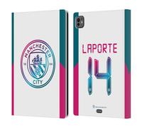 Head Case Designs Officially Licensed Manchester City Man City FC Aymeric Laporte 2021/22 Players Away Kit Group 1 Leather Wallet Case Compatible With Apple iPad Pro 11 M4/M5 2024/2025