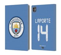 Head Case Designs Officially Licensed Manchester City Man City FC Aymeric Laporte 2021/22 Players Home Kit Group 1 Leather Wallet Case Compatible With Apple iPad Pro 11 M4/M5 2024/2025