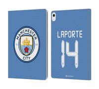 Head Case Designs Officially Licensed Manchester City Man City FC Aymeric Laporte 2021/22 Players Home Kit Group 1 Leather Wallet Case Compatible With Apple iPad Air 13 2024/2025
