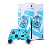 Head Case Designs Officially Licensed Manchester City Man City FC Badge Ship Logo Art Game Console Wrap and Game Controller Skin Bundle Compatible With Xbox Series X