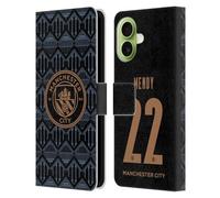 Head Case Designs Officially Licensed Manchester City Man City FC Benjamin Mendy 2020/21 Players Away Kit Group 2 Leather Wallet Case Compatible With Apple iPhone 17