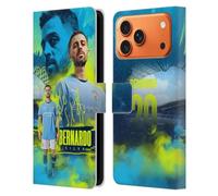Head Case Designs Officially Licensed Manchester City Man City FC Bernardo Silva 2024/25 First Team Leather Wallet Case Compatible With Apple iPhone 17 Pro Max