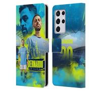 Head Case Designs Officially Licensed Manchester City Man City FC Bernardo Silva 2024/25 First Team Leather Wallet Case Compatible With Samsung Galaxy S21 Ultra 5G
