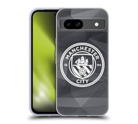 Head Case Designs Officially Licensed Manchester City Man City FC Black White Mono Badge Geometric Gel Case [Military Grade Protection] Compatible with Google Pixel 8a and Compatible with MagSafe