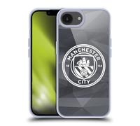 Head Case Designs Officially Licensed Manchester City Man City FC Black White Mono Badge Geometric Gel Case [Military Grade Protection] Compatible with Apple iPhone 16e and Compatible with MagSafe