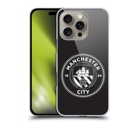 Head Case Designs Officially Licensed Manchester City Man City FC Black White Mono Badge Hard Back Case Compatible With Apple iPhone 16 Pro
