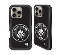 Head Case Designs Officially Licensed Manchester City Man City FC Black White Mono Badge Hybrid Case Compatible With Apple iPhone 16 Pro