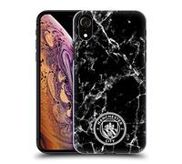 Head Case Designs Officially Licensed Manchester City Man City FC Black White Mono Marble Badge Hard Back Case Compatible With Apple iPhone XR