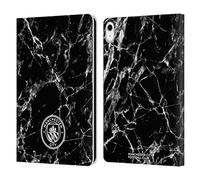 Head Case Designs Officially Licensed Manchester City Man City FC Black White Mono Marble Badge Leather Wallet Case Compatible With Apple iPad 10.9 2022/2025