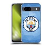 Head Case Designs Officially Licensed Manchester City Man City FC Blue Full Colour Badge Geometric Gel Case [Military Grade Protection] Compatible with Google Pixel 8a and Compatible with MagSafe