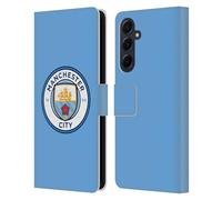 Head Case Designs Officially Licensed Manchester City Man City FC Blue Full Colour Badge Leather Wallet Case Compatible With Samsung Galaxy A55 5G
