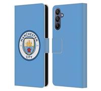 Head Case Designs Officially Licensed Manchester City Man City FC Blue Full Colour Badge Leather Wallet Case Compatible With Samsung Galaxy A15