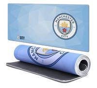 Head Case Designs Officially Licensed Manchester City Man City FC Blue Geometric Crest Logo 37.4 x 15.75 x 0.16 inches (900 x 400 mm) - XL Gaming Office Desk PC Keyboard Mouse Mat Pad