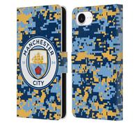 Head Case Designs Officially Licensed Manchester City Man City FC Brick Club Digital Camouflage Leather Wallet Case Compatible With Apple iPhone 16e