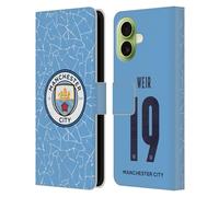 Head Case Designs Officially Licensed Manchester City Man City FC Caroline Weir 2020/21 Women's Home Kit Group 1 Leather Wallet Case Compatible With Apple iPhone 17